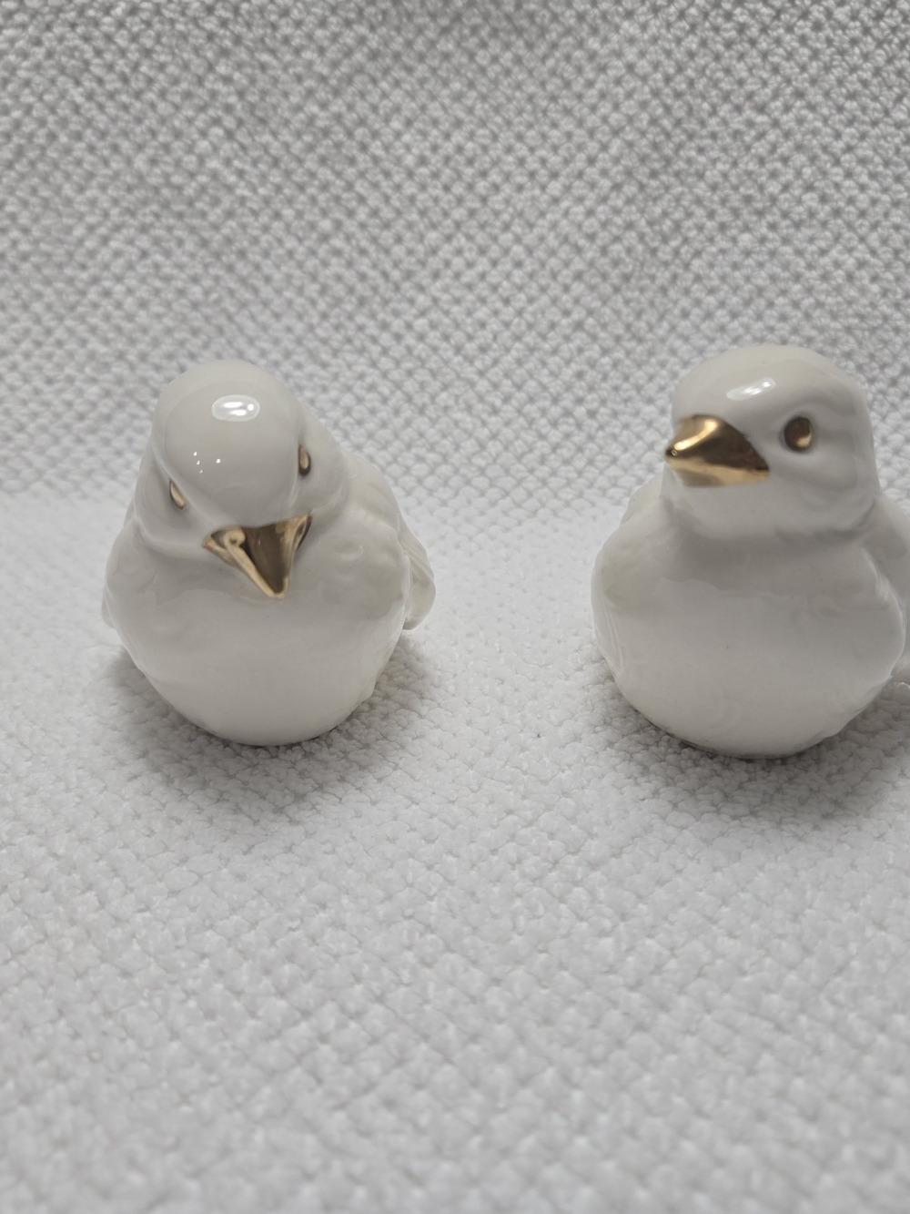 Goebel White Porcelain Bird Figurines with Gold Beaks - Pair